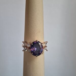 Violet Gemstone Ring with Sparkling Accents